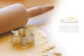 Baking with rolling pin and cookie cutter star, sample text