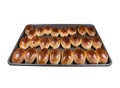 Baking sheet with pastry (piroshki). Isolated.