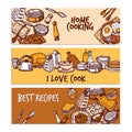 Baking Sketch Color Banner Set Royalty Free Stock Photo