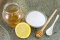 Baking soda, lemon and honey Royalty Free Stock Photo