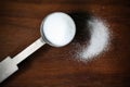 Baking soda or sodium bicarbonate in a tea spoon and dusted Royalty Free Stock Photo