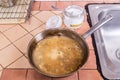 Baking soda to soak and remove burnt-on food in pans