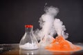 baking soda volcano, ready to erupt with boiling hot lava