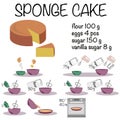 Baking a sponge cake. Homemade classic vanilla biscuit recipe step by step. Instruction. Cooking lesson. Cookie recipe.