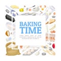 Baking Tool and Ingredients Banner Design Vector Template