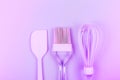 Baking tools set on neon duotone background Royalty Free Stock Photo