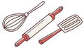 Baking Tools Set, Whisk, Rolling Pin, Spatula, Kitchen Essentials Vector, vector design Generative AI Royalty Free Stock Photo