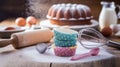 Baking Utensils and Cupcake Liners in a Rustic Kitchen Royalty Free Stock Photo