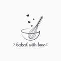 Baking with wire whisk logo on white background Royalty Free Stock Photo