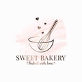 Baking with wire whisk watercolor logo on white Royalty Free Stock Photo
