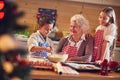 Baking xmas cookies with grandmother on Christmas