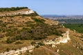 Bakla is an ancient cave town in Crimea. Scenic sunny day view of Bakla under blue sky