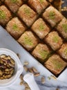 Baklava dessert with pistachio on tray Royalty Free Stock Photo