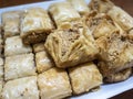 Baklava - different varieties presented on a serving plate Royalty Free Stock Photo