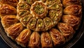 Baklava honey walnut baked, sweet indulgence generated by AI