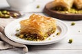 Baklava pistachio food. Generate Ai Royalty Free Stock Photo