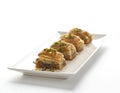 Baklava - turkish dessert on white plate