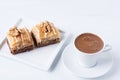 Baklava with walnut and Turkish coffee Royalty Free Stock Photo