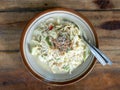 Bakmi Godhog, Indonesian traditional street food, boiled noodles cooked with spices typical of Javanese cuisine