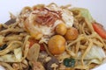 Bakmie Jawa, Indonesian Traditional Street Food Fried Noodle with uritan eggs Royalty Free Stock Photo