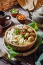 Bakso or baso is an Indonesian meatball noodle soup