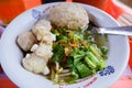 Bakso, Indonesian meatball soup with noodles and vegetables Royalty Free Stock Photo