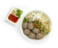 Bakso Meatballs and Noodles with Soup Served Chili Sauce Indonesia Food Style Royalty Free Stock Photo