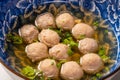 Details of fresh beef meatballs in the bowl Royalty Free Stock Photo