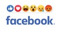 Baku, Azerbaijan - April 23, 2019: Facebook new like reactions buttons Royalty Free Stock Photo