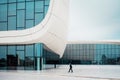 BAKU, AZERBAIJAN - APRIL 28, 2018: The Heydar Aliyev center in Baku. Modern architecture.