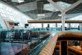 BAKU, AZERBAIJAN - APRIL 28, 2018: Modern airport terminal escalator up to the departures area Royalty Free Stock Photo