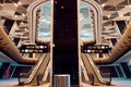 BAKU, AZERBAIJAN - APRIL 28, 2018: Modern airport terminal escalator up to the departures area Royalty Free Stock Photo