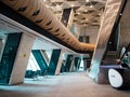 BAKU, AZERBAIJAN - APRIL 28, 2018: Modern airport terminal escalator up to the departures area Royalty Free Stock Photo