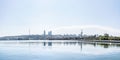 Baku, Azerbaijan - April 13, 2019: Panoramic sunny summer view of Baku, capital city of Azerbaijan. Panorama Baku from The Caspian Royalty Free Stock Photo