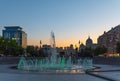 Fountain in Winter Boulevard city park at night Royalty Free Stock Photo