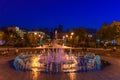 Fountain in Winter Boulevard city park at night Royalty Free Stock Photo