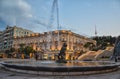 Baku, Azerbaijan - August 8, 2012: Night view Fountain, in the center of which is sculpture of Bahram Gur - one of the characters