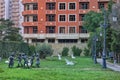 Baku, Azerbaijan - August 7, 2012: Sculpture Children`s roundelay in the Park of Officers in the center of Baku. Azerbaijan