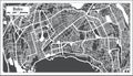 Baku Azerbaijan City Map in Black and White Color in Retro Style. Outline Map
