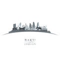 Baku Azerbaijan city skyline silhouette white background Royalty Free Stock Photo