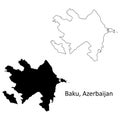 Baku Azerbaijan. Detailed Country Map with Capital City Location Pin.