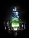 BAKU, AZERBAIJAN - FEB 09, 2020: Absolut Vodka is a brand of vodka, produced near Ahus, in Sweden. Owned by French group Pernod Royalty Free Stock Photo