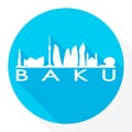Baku, Azerbaijan Flat Icon. Skyline Silhouette Design. City Vector Art Famous Buildings. Royalty Free Stock Photo