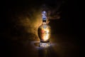 BAKU, AZERBAIJAN - JAN 31, 2021: Bourge Vodka is a brand of vodka, produced in France. Bottle of vodka on wooden table Royalty Free Stock Photo