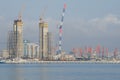 A view from the Caspian Sea of the construction of modern Baku