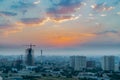 Baku, Azerbaijan - July 18, 2018: Baku City skyline with urban skyscrapers at sunset, Azerbaijan. Royalty Free Stock Photo