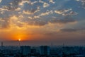 Baku, Azerbaijan - July 18, 2018: Baku City skyline with urban skyscrapers at sunset, Azerbaijan. Royalty Free Stock Photo