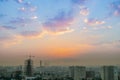 Baku, Azerbaijan - July 18, 2018: Baku City skyline with urban skyscrapers at sunset, Azerbaijan. Royalty Free Stock Photo
