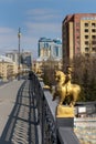 Sculptures on Javanshir Bridge former Gagarin bridge in Baku. Azerbaijan