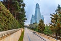 View on Flame Towers from parkin the evening. Baku, Azerbaijan Royalty Free Stock Photo